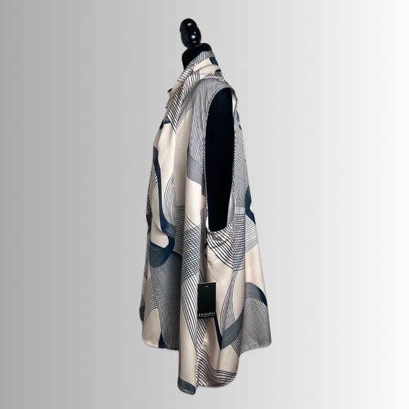 Eloquii Blush Pink & Gray NWT Sleeveless Blouse w/V-Neck, Built-In Neck Wrap, 32 - Picture 4 of 9